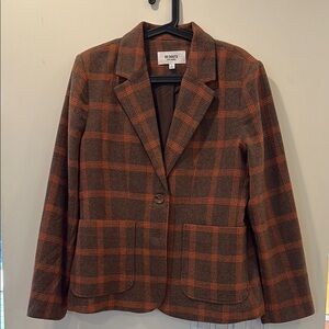 BB Dakota Brown and Orange Plaid Suit Jacket